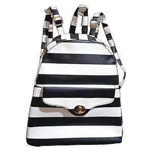 UNDER ONE SKY Stripe Saffiano Backpack Bag EUC